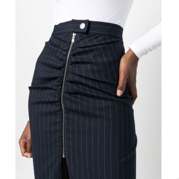 SANDRO Deluca Front Zip-Fastening Midi Skirt - Blue for Women NWOT size 4 - Picture 7 of 10